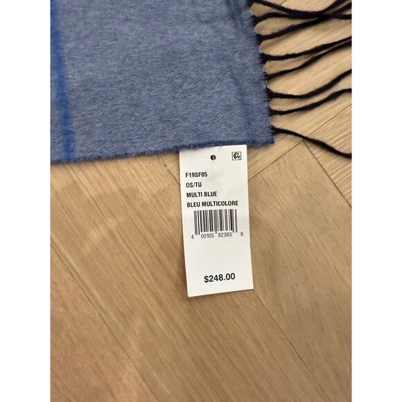 new with tags SAKS - Saks Fifth Ave x Piacenza Multi Blue Scarf o/s - Picture 2 of 8